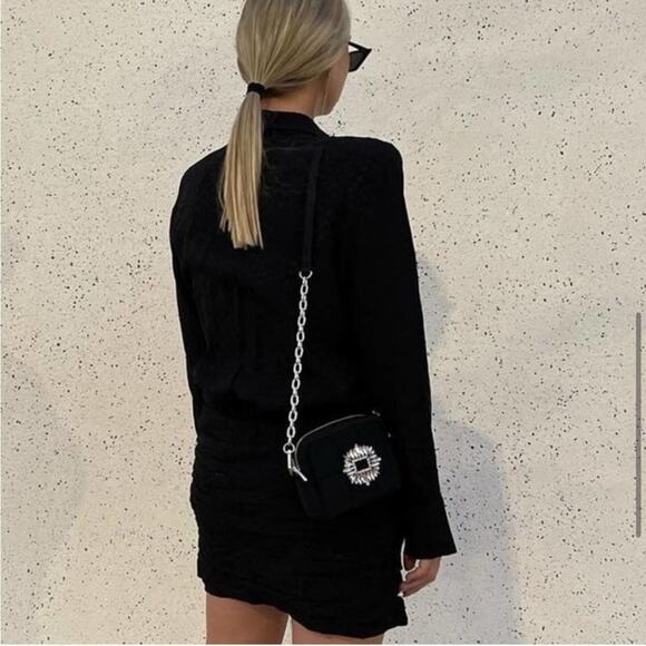 Zara Black Jewel Rhinestone BEADED MINI Quilted CROSSBODY BAG - Picture 9 of 16